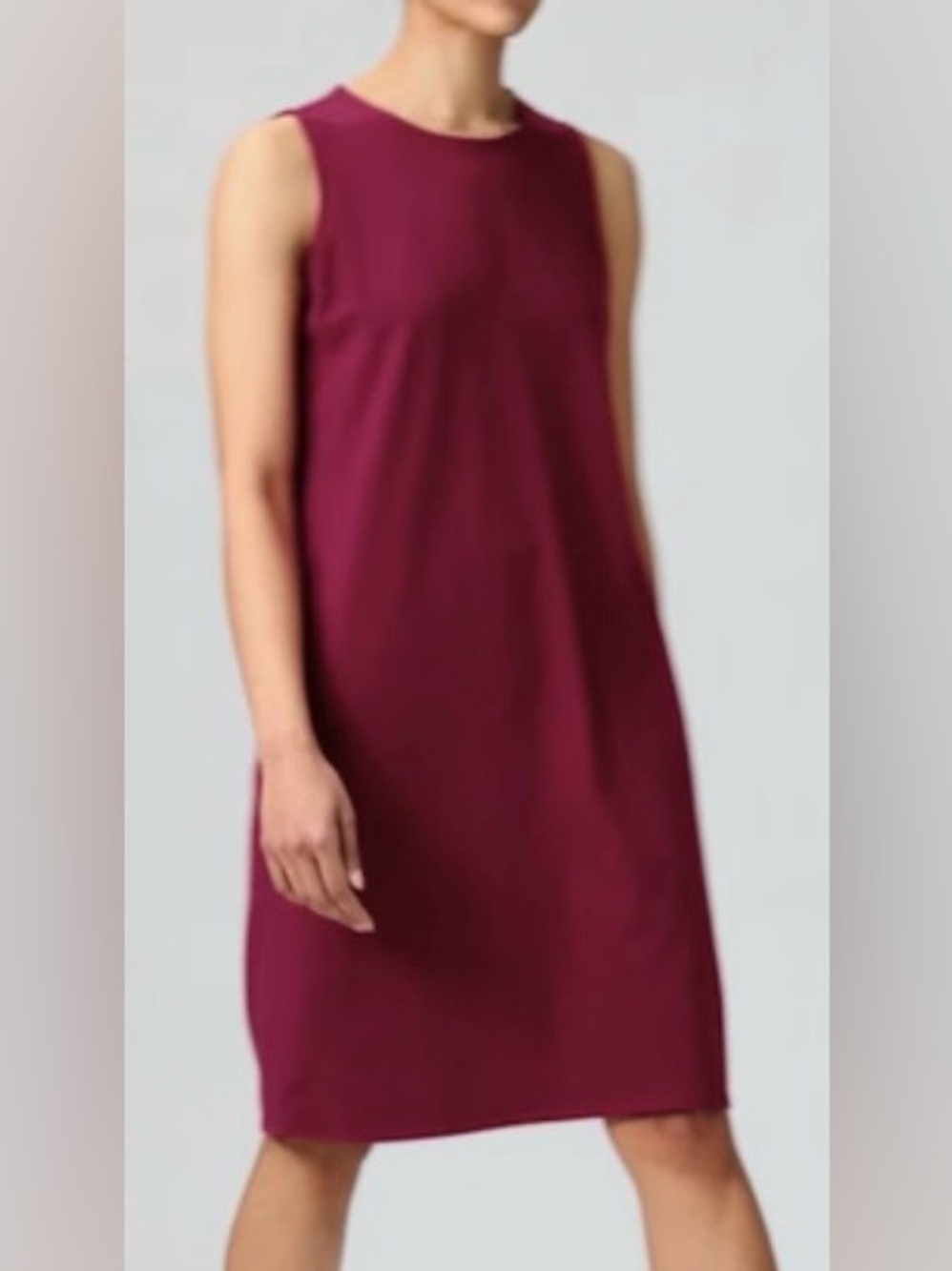 Eileen Fisher Sleeveless Magenta Stretch Jersey Shift Dress - Large NWT